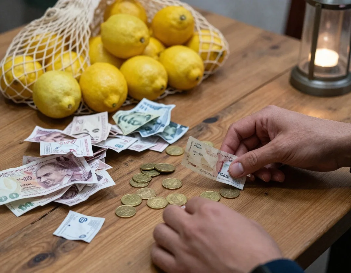 Evde fişleri düzenleyen eller ve bütçe notları