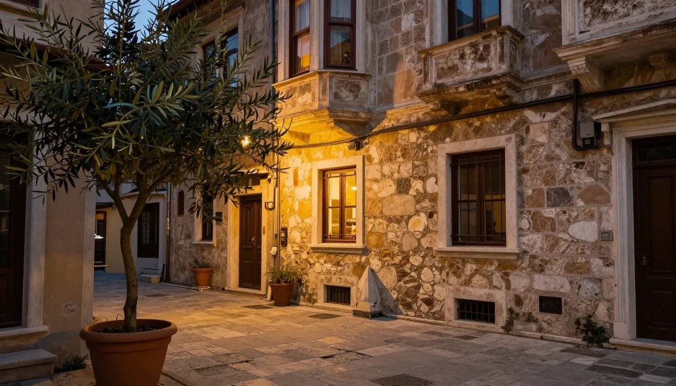 Akşam ışığında İstanbul atölye sokağı